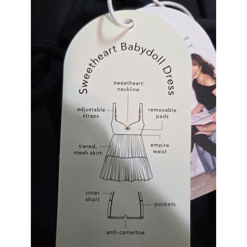 Blogilates Sweetheart Babydoll Dress Black Tiered Mesh Skirt Inner Shorts Large - Picture 5 of 7